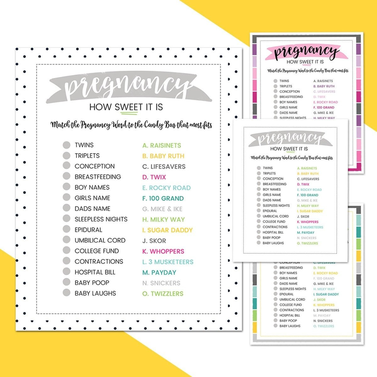 Free Baby Shower Candy Bar Game - 4 Colors | Lil' Luna regarding Candy Bar Baby Shower Game Free Printable