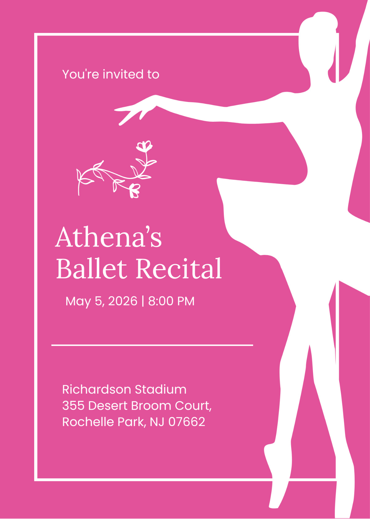 Free Ballet Invitation Card Template To Edit Online in Free Printable Dance Recital Cards