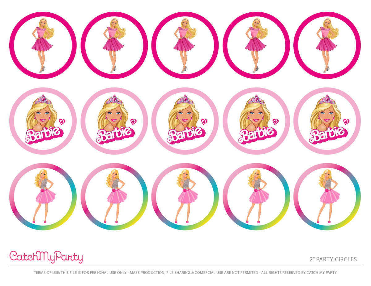 Free Barbie "Let'S Go Party" Printables! | Catch My Party pertaining to Free Printable Barbie Cupcake Toppers