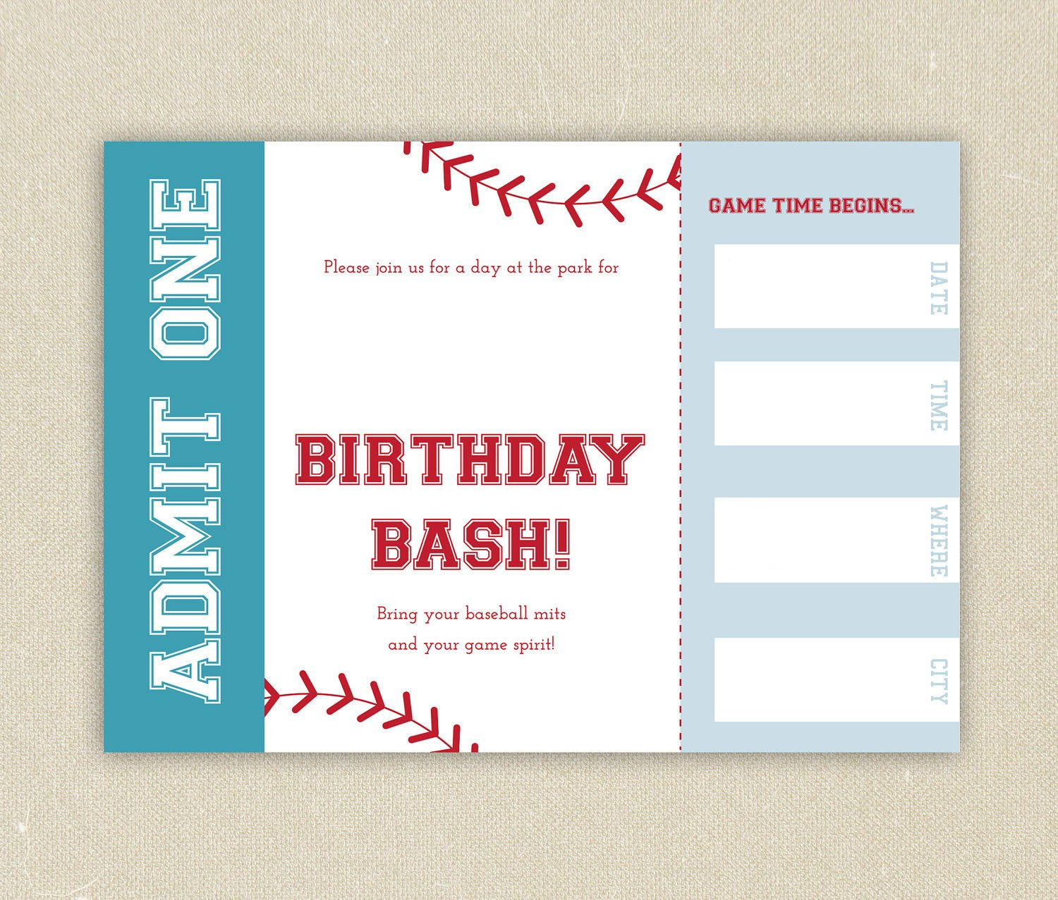 Free Baseball Ticket Birthday Invitation Template - Download for Free Printable Baseball Ticket Birthday Invitations
