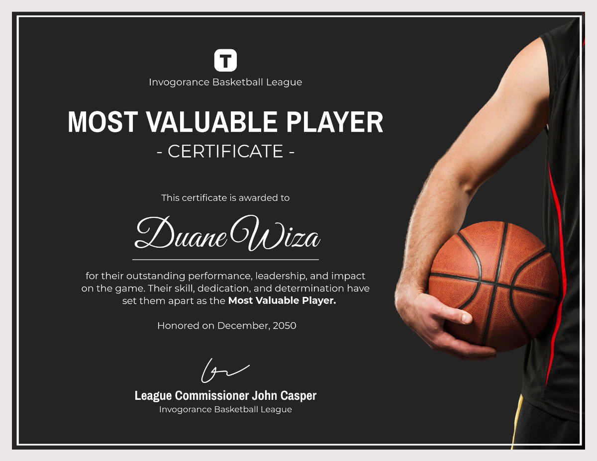 Free Basketball Certificate Templates To Edit Online for Basketball Participation Certificate Free Printable
