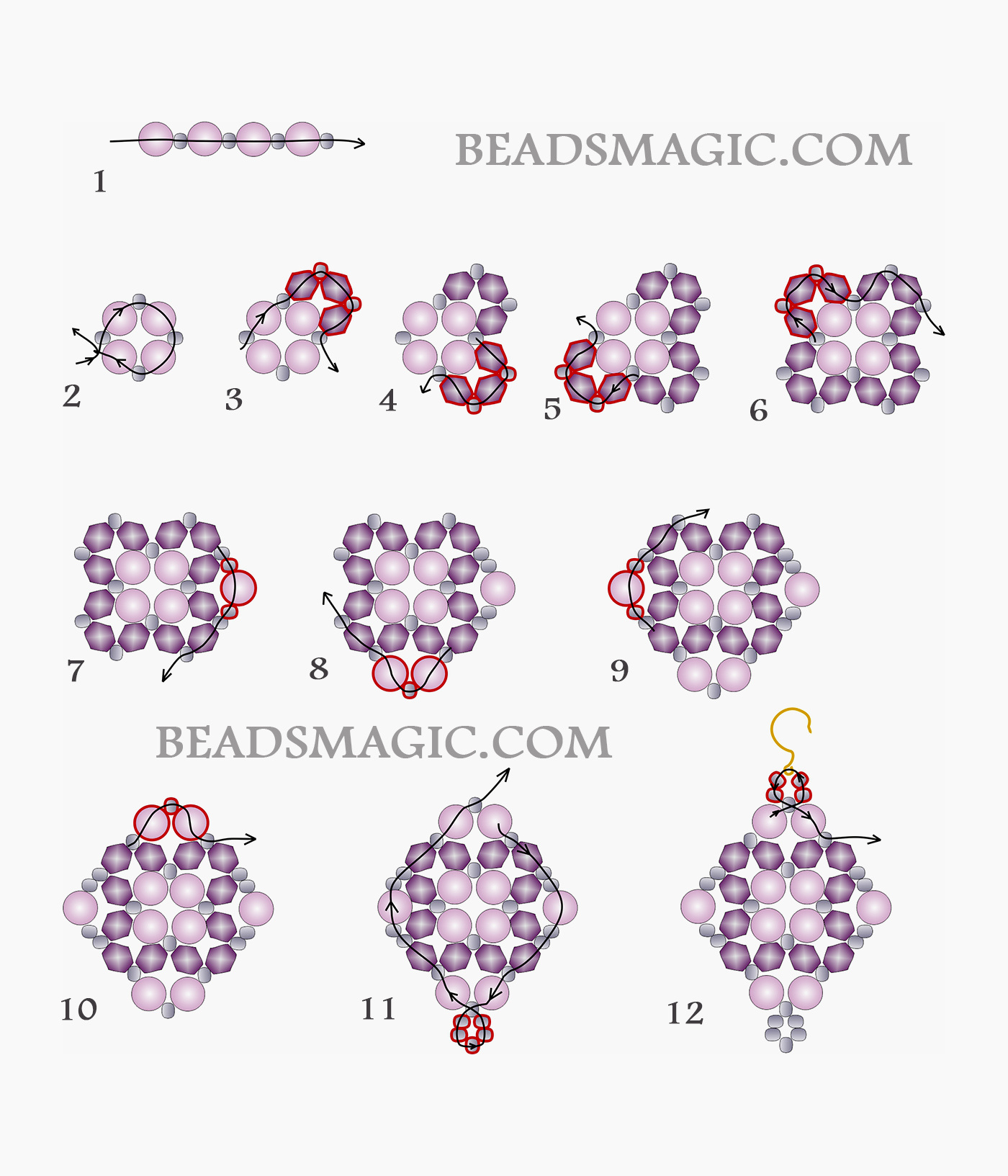 Free Beading Pattern For Earrings Luna | Beads Magic for Free Printable Beading Patterns