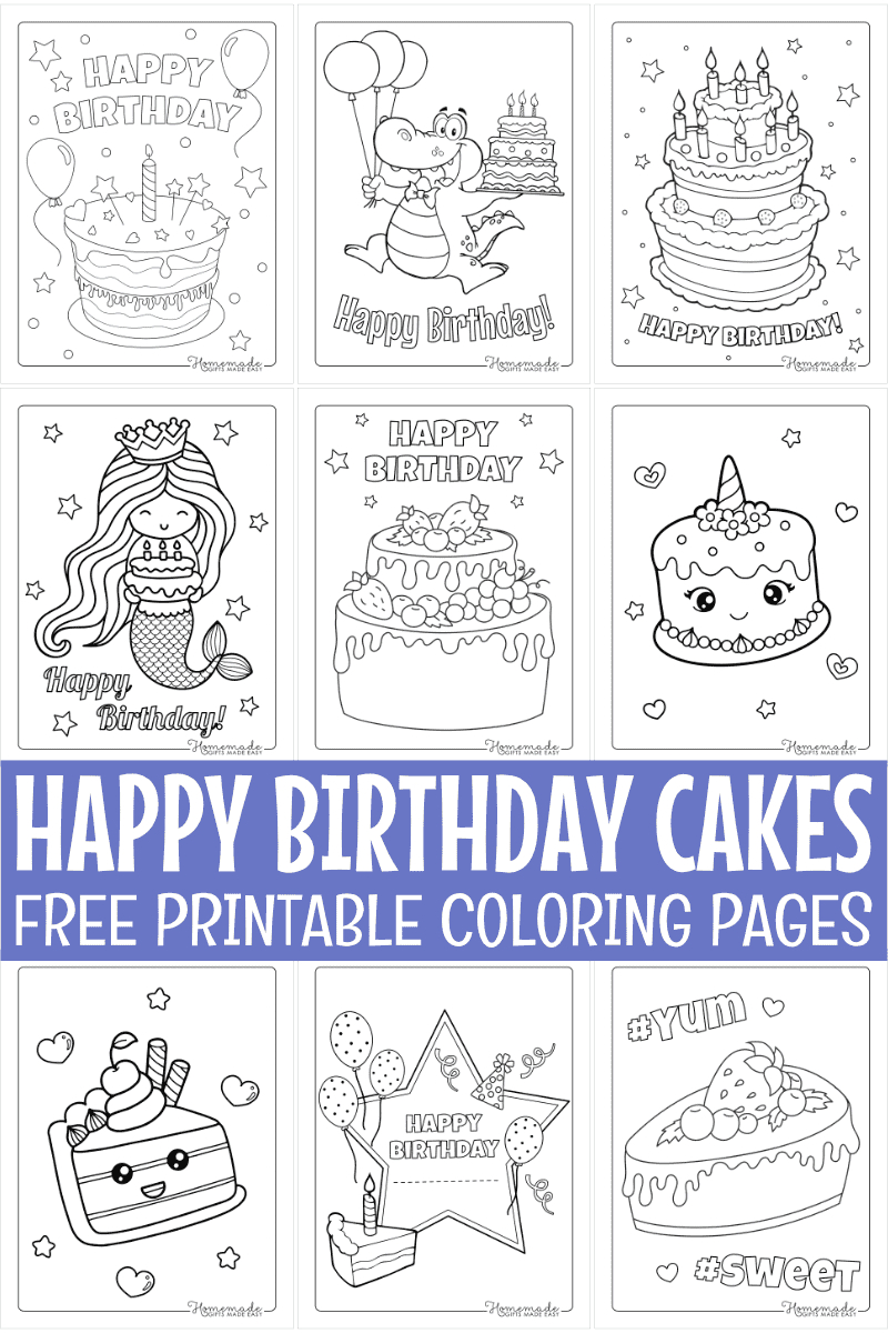 Free Birthday Cake Coloring Pages For Kids &amp;amp; Adults pertaining to Free Printable Pictures Of Birthday Cakes