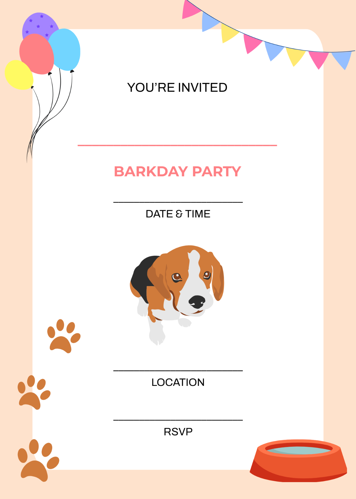Free Blank Barkday Dog Birthday Invitation Template To Edit Online regarding Dog Birthday Invitations Free Printable