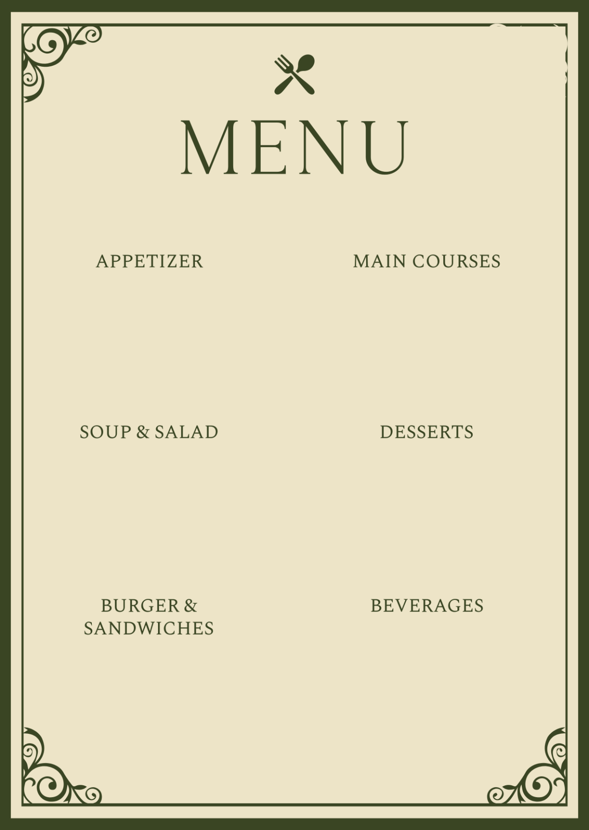 Free Blank Menu Template To Edit Online regarding Design A Menu For Free Printable