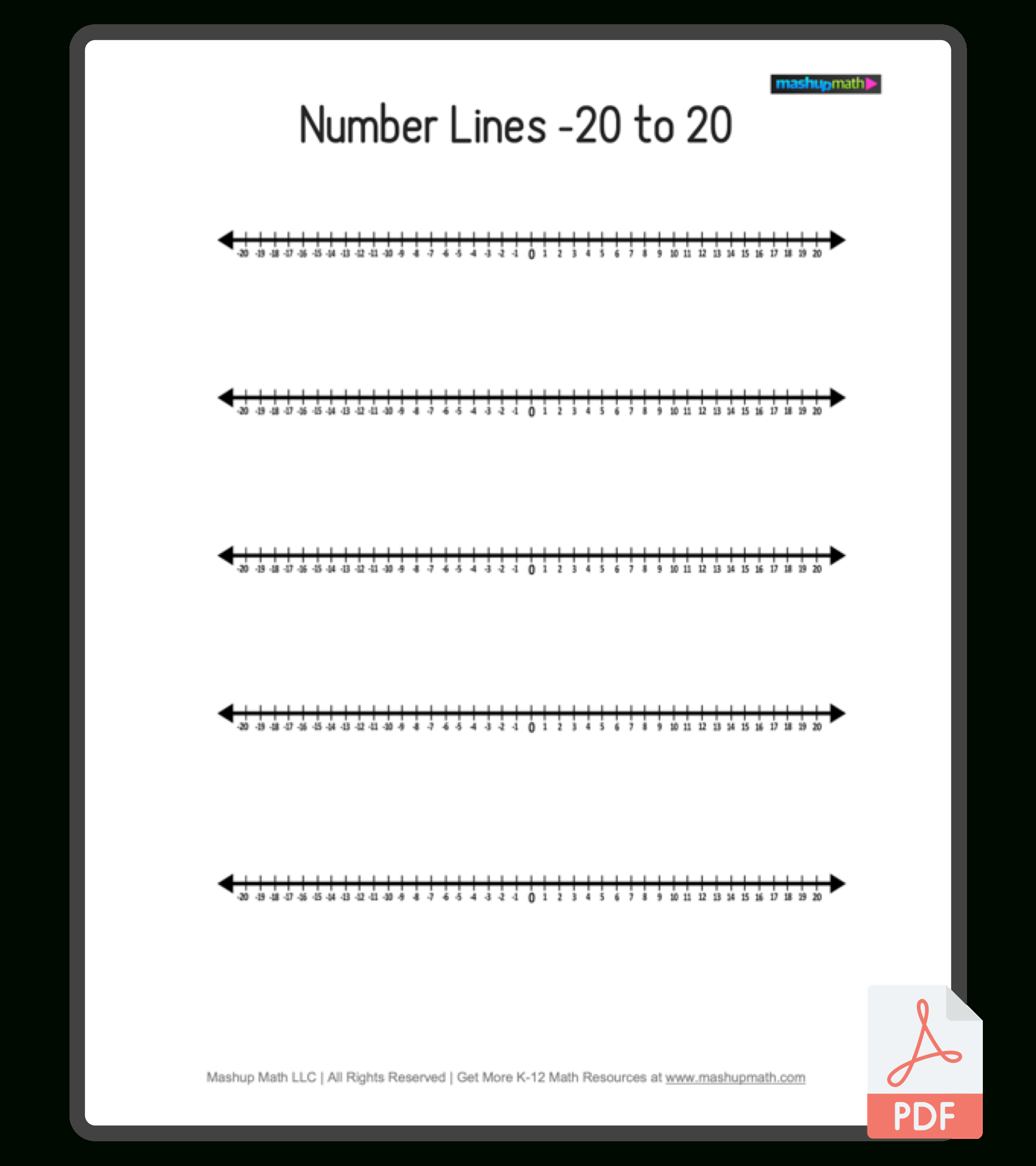 Free Blank Number Lines—All Grade Levels — Mashup Math intended for Free Printable Number Line Worksheets