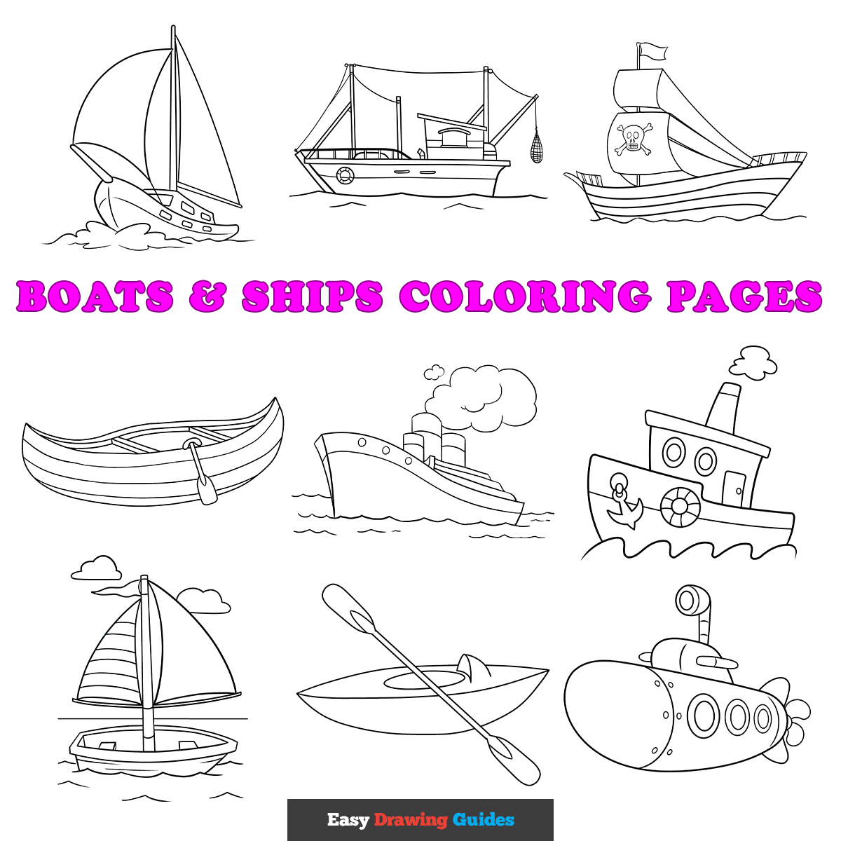 Free Boats And Ships Coloring Pages For Kids - 16 Printable Sheets in Free Printable Boat Pictures