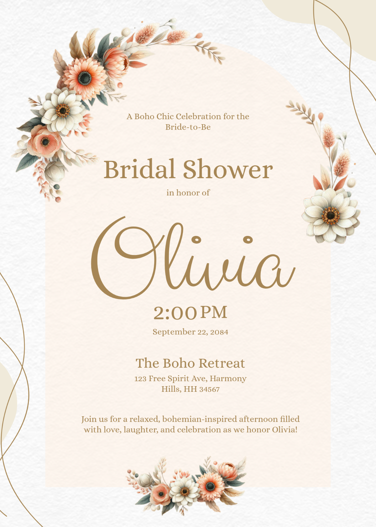 Free Boho Bridal Shower Invitation Template To Edit Online for Invitations Bridal Shower Free Printable