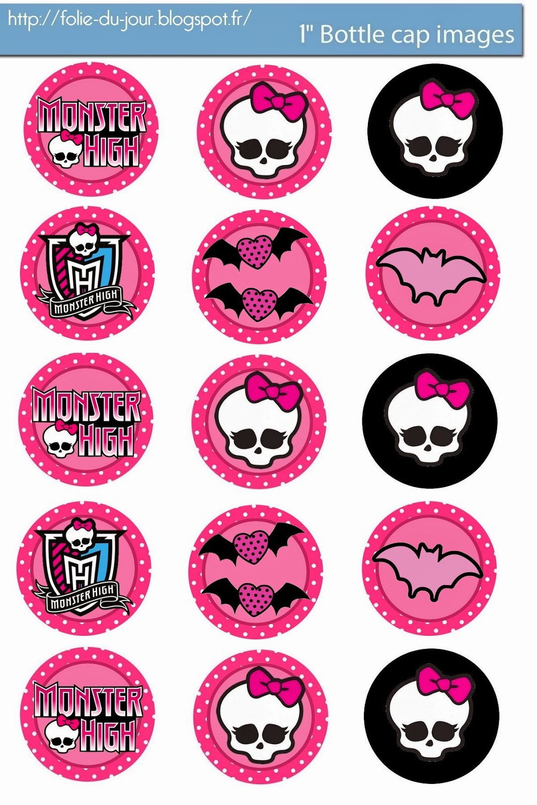 Free Bottle Cap Images: Monster High Free Bottle Cap Images intended for Free Printable Monster High Stickers