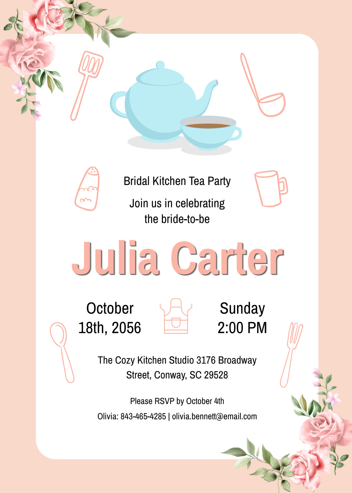 Free Bridal Kitchen Tea Invitation Template To Edit Online in Free Printable Kitchen Tea Invitation Templates