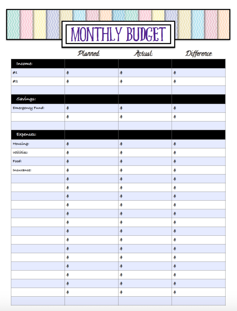 Free Budgeting Printables: Expenses, Goals, & Monthly Budget intended for Free Printable Finance Sheets