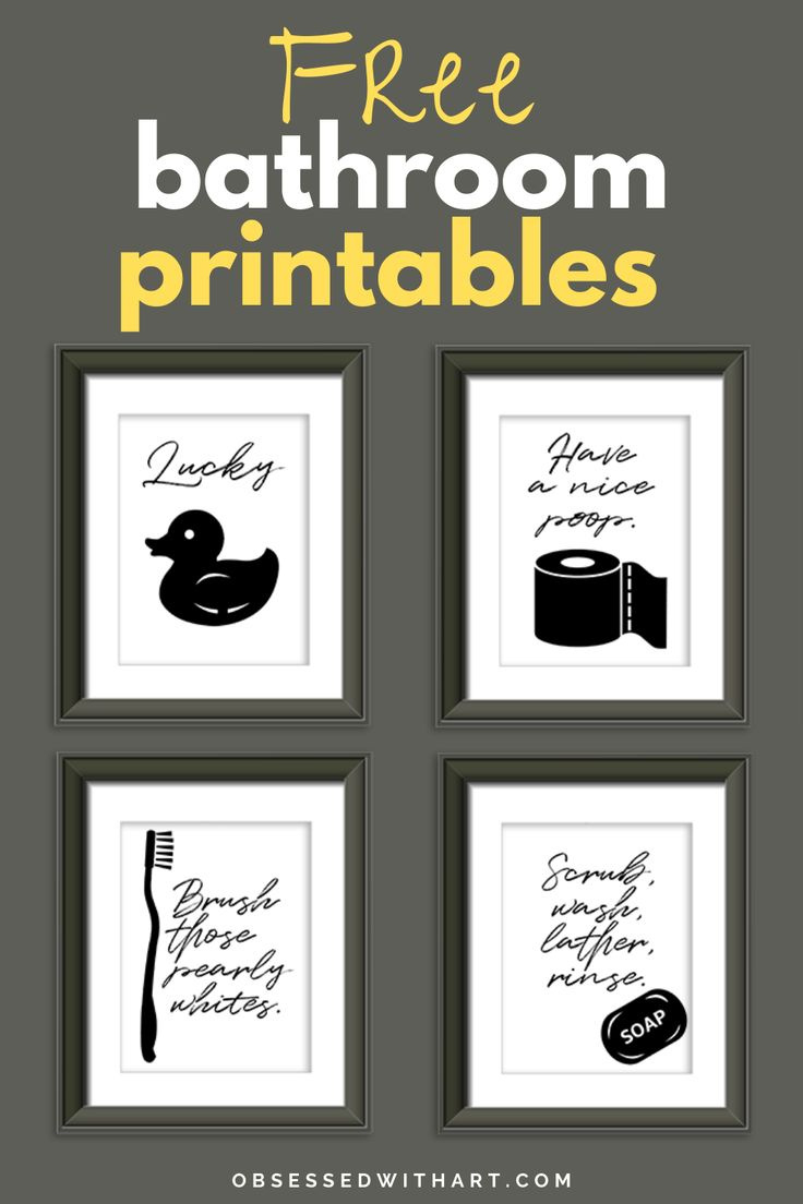 Free B&amp;amp;W Bathroom Printables with regard to Free Bathroom Printables
