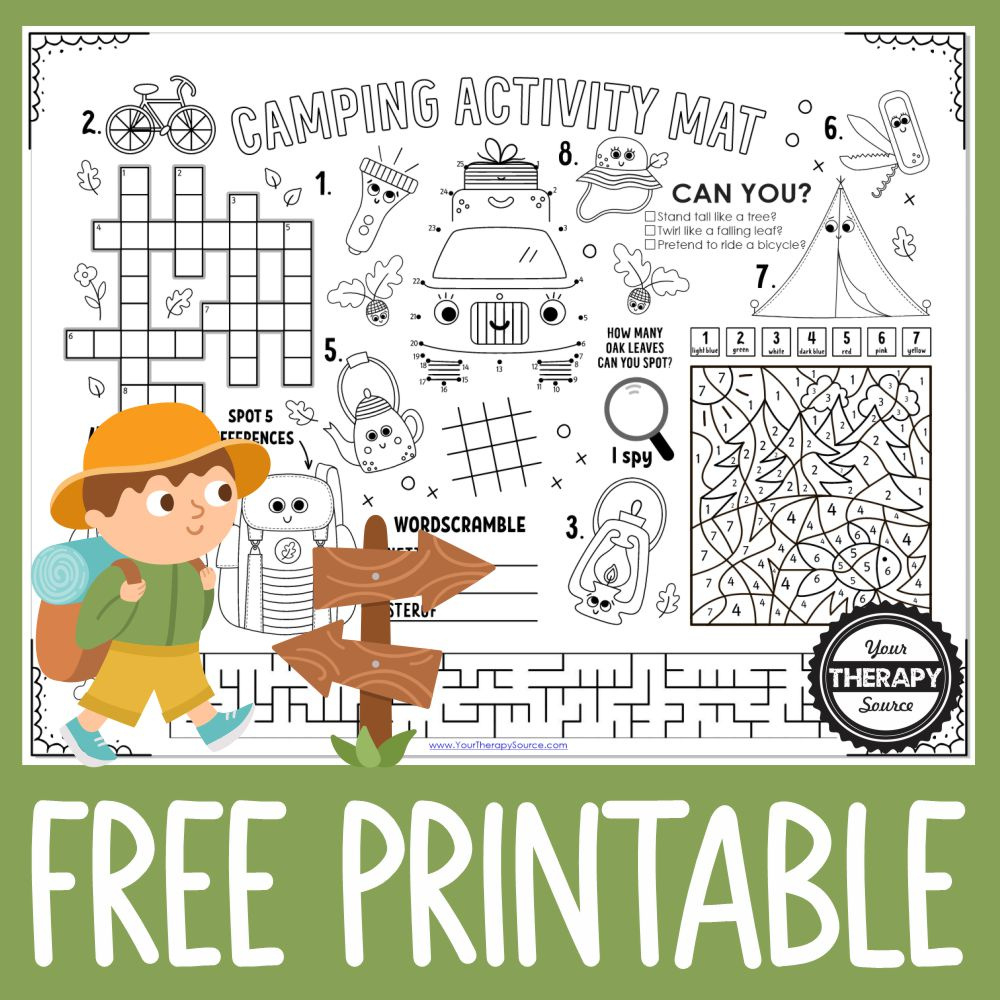 Free Camping Worksheet - Your Therapy Source regarding Free Camping Printables