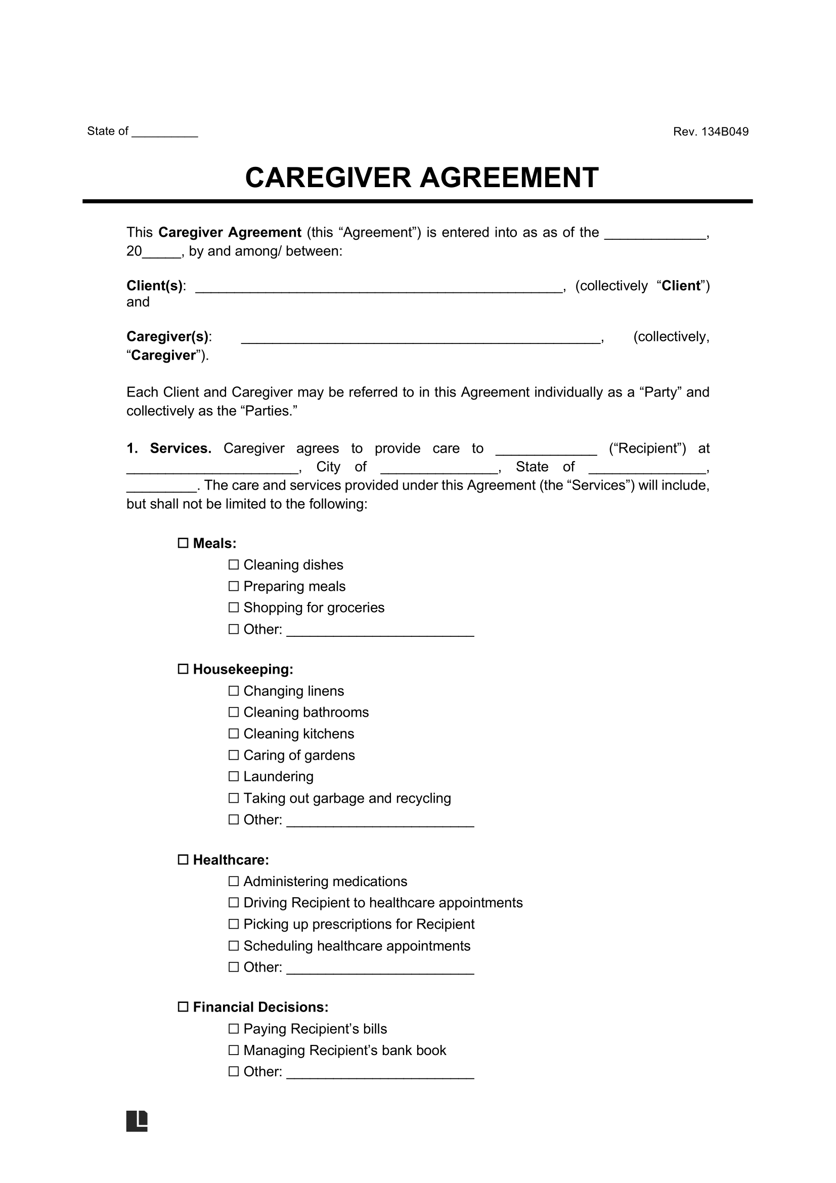 Free Caregiver Contract Template | Pdf &amp;amp; Word with Free Printable Caregiver Forms