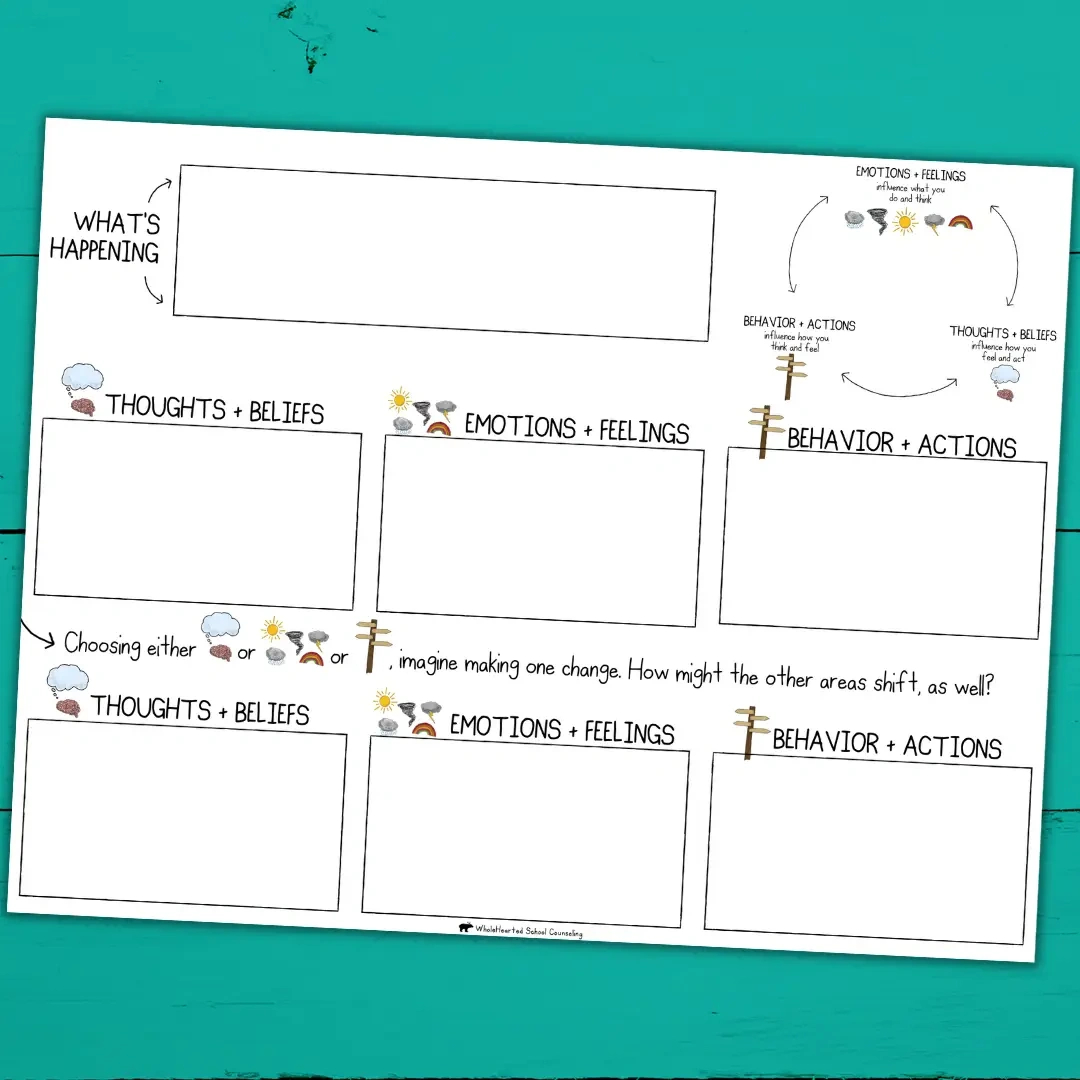 Free Cbt Worksheet: Explore Feelings, Thoughts, And Actions intended for Free Printable Counseling Worksheets