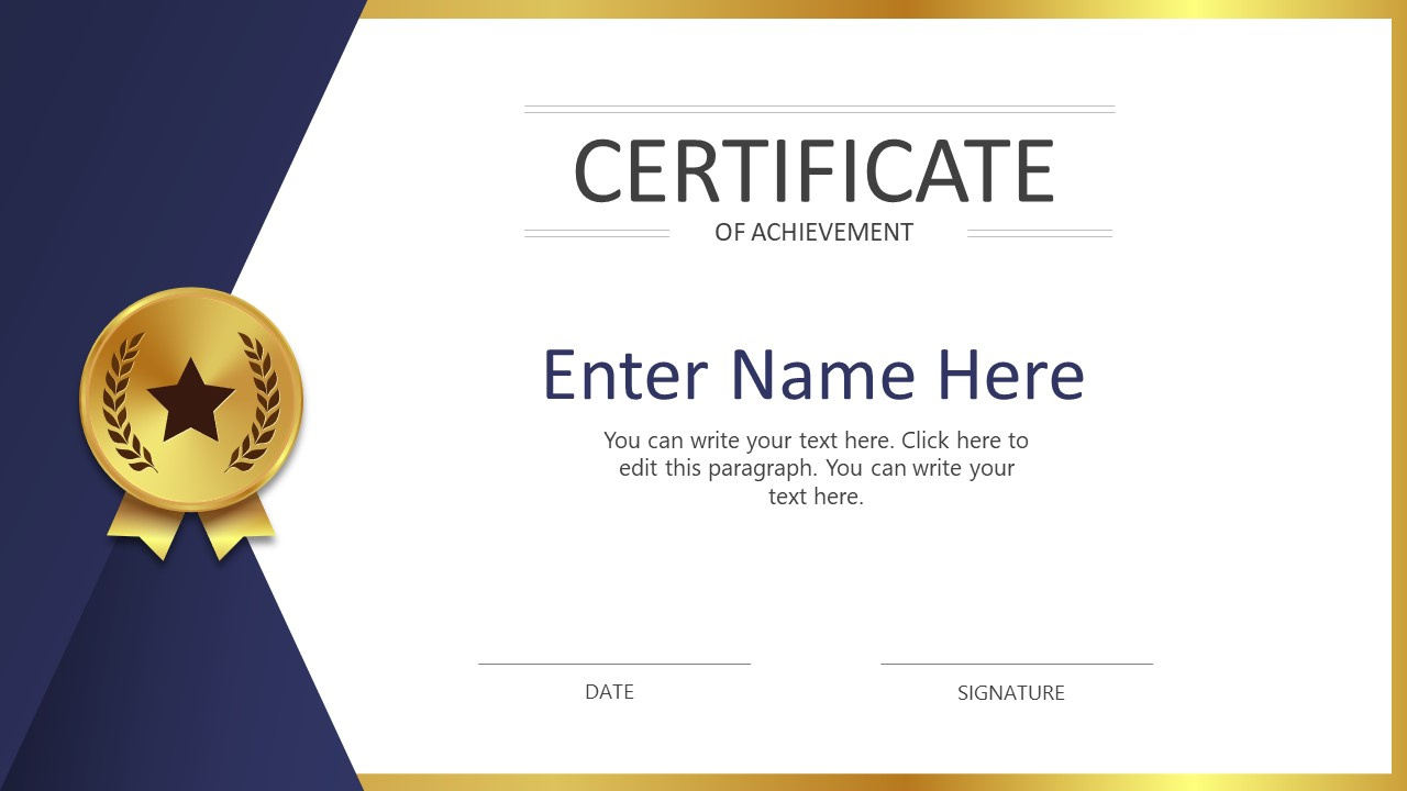 Free Certificate Template For Powerpoint & Google Slides for Free Printable Certificate Templates