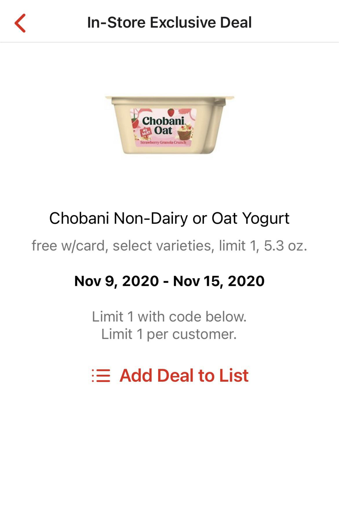 Free Chobani Non-Dairy Yogurt Coupon In Hy-Vee App With Fuel Saver intended for Free Printable Chobani Coupons
