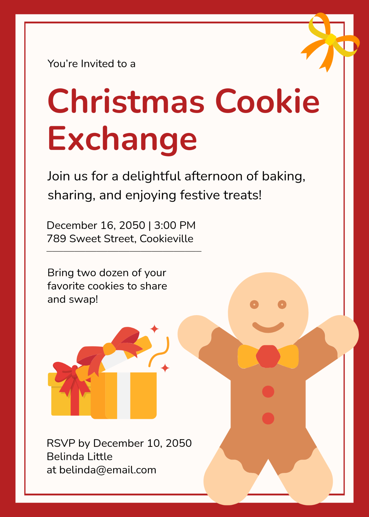 Free Christmas Cookie Exchange Invitation Template To Edit Online regarding Free Christmas Cookie Exchange Printable Invitation
