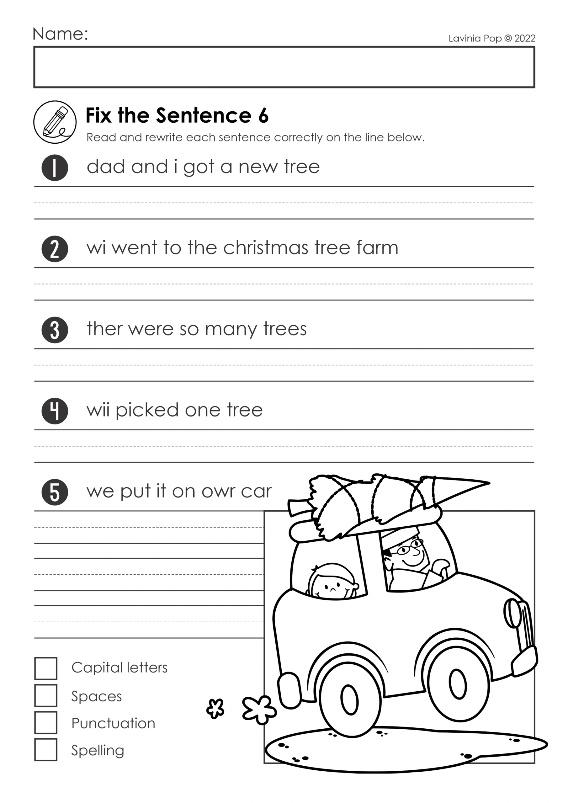 Free Christmas Fix The Sentence with regard to Free Printable Sentence Correction Worksheets