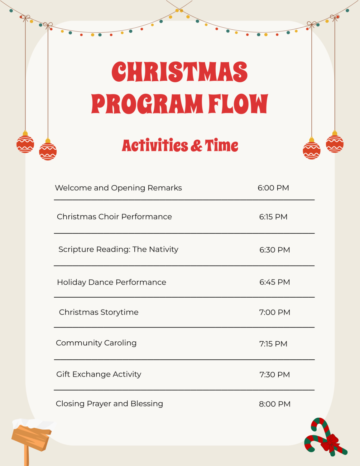 Free Christmas Program Flow Template To Edit Online in Free Printable Christmas Programs