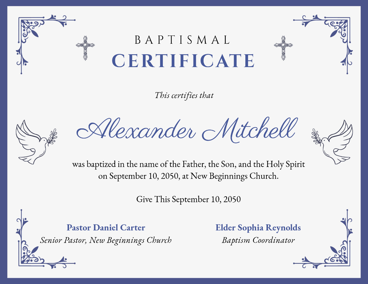 Free Church Baptismal Certificate Template To Edit Online in Free Printable Baptism Certificate