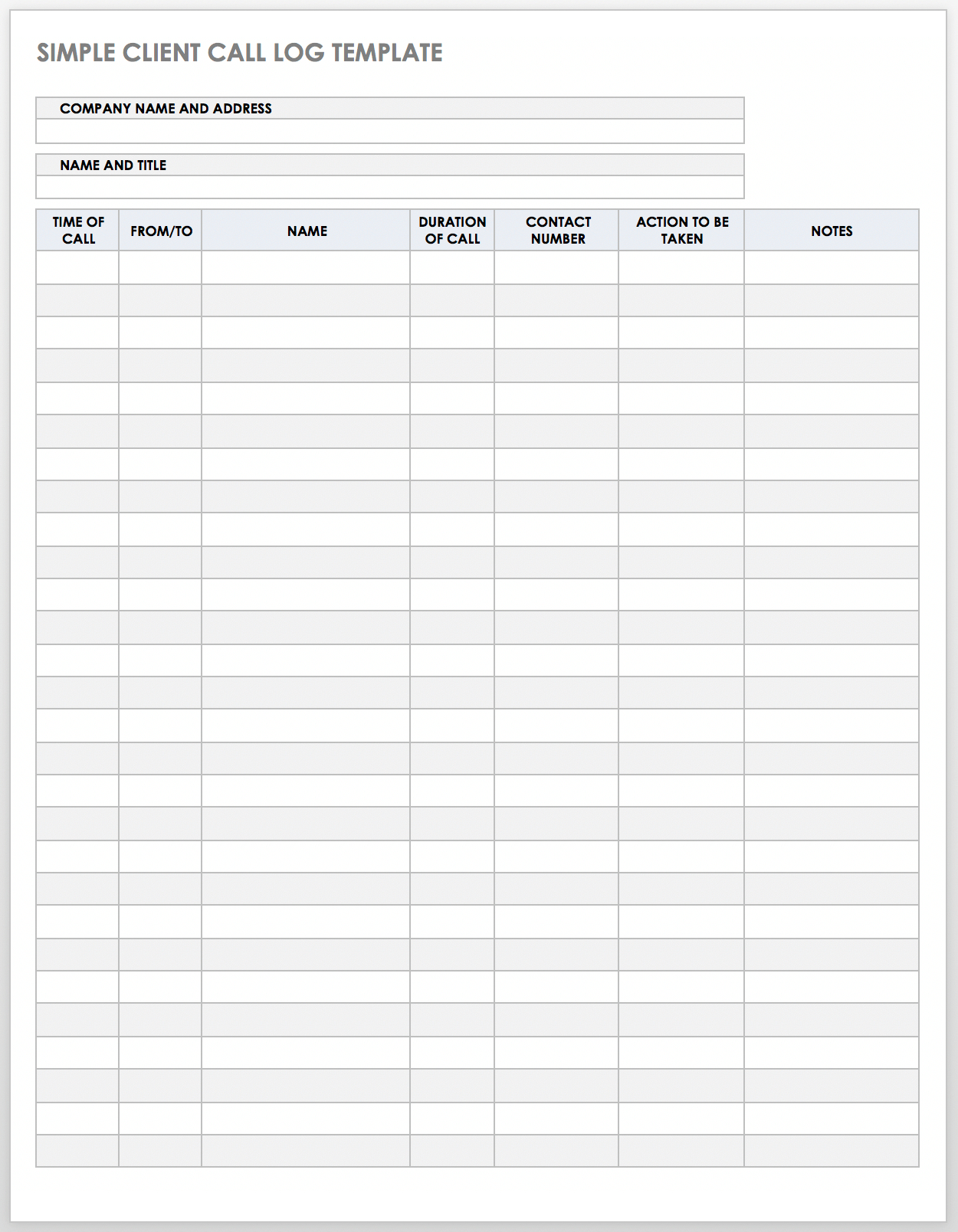 Free Client Call Log Templates | Smartsheet in Free Printable Call Log Template