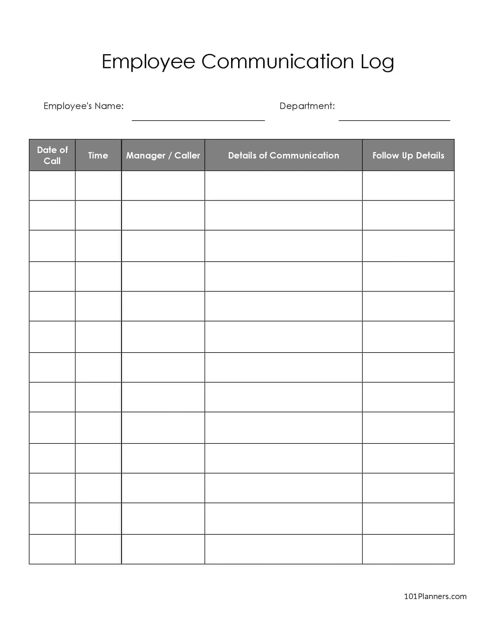 Free Communication Log Template | Word, Excel Or Pdf throughout Free Printable Parent Communication Log For Teachers