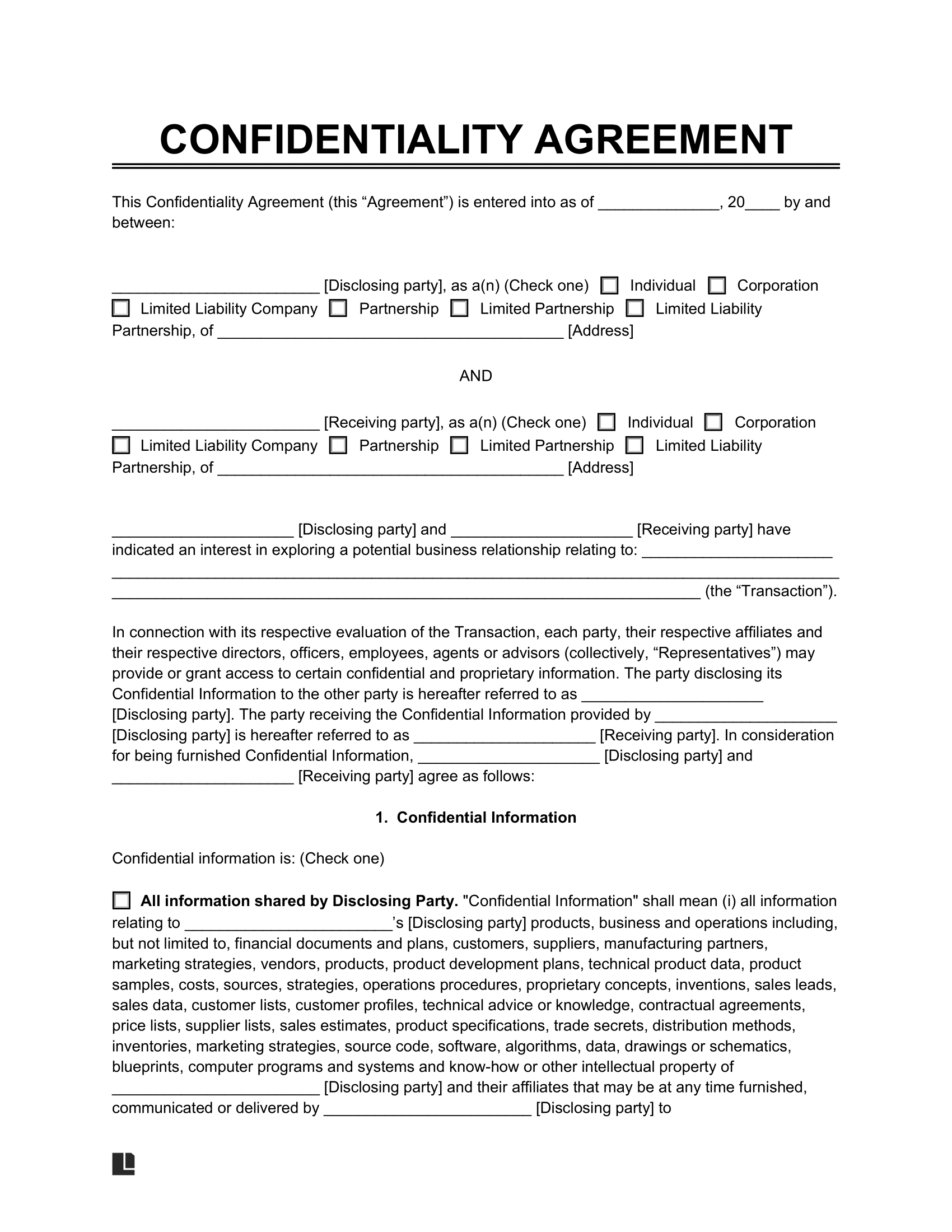 Free Confidentiality Agreement Template | Pdf & Word pertaining to Free Printable Non Disclosure Agreement Form
