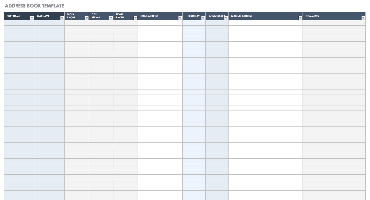 Free Contact List Templates | Smartsheet in Free Printable Address Book Software
