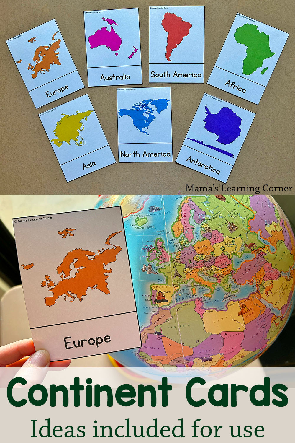 Free Continents Cards For Kids – Learn The 7 Continents With in Montessori World Map Free Printable