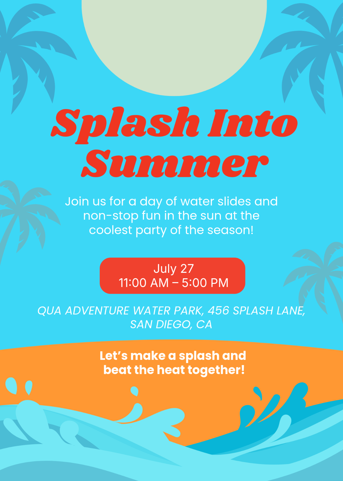 Free Cool Water Park Summer Invitation Template To Edit Online with Free Printable Water Park Birthday Invitations