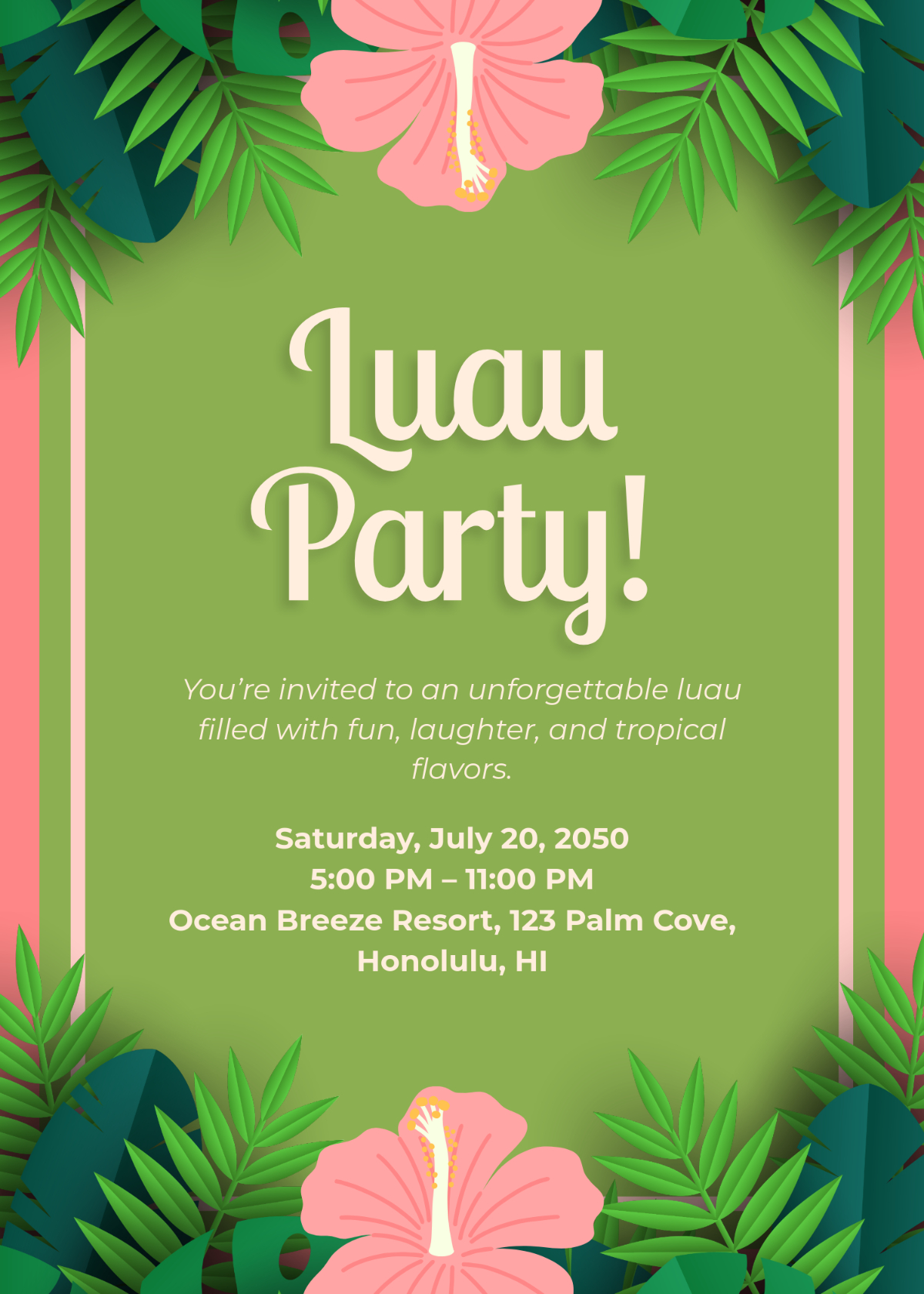 Free Creative Summer Luau Invitation Template To Edit Online with Free Printable Luau Flyers