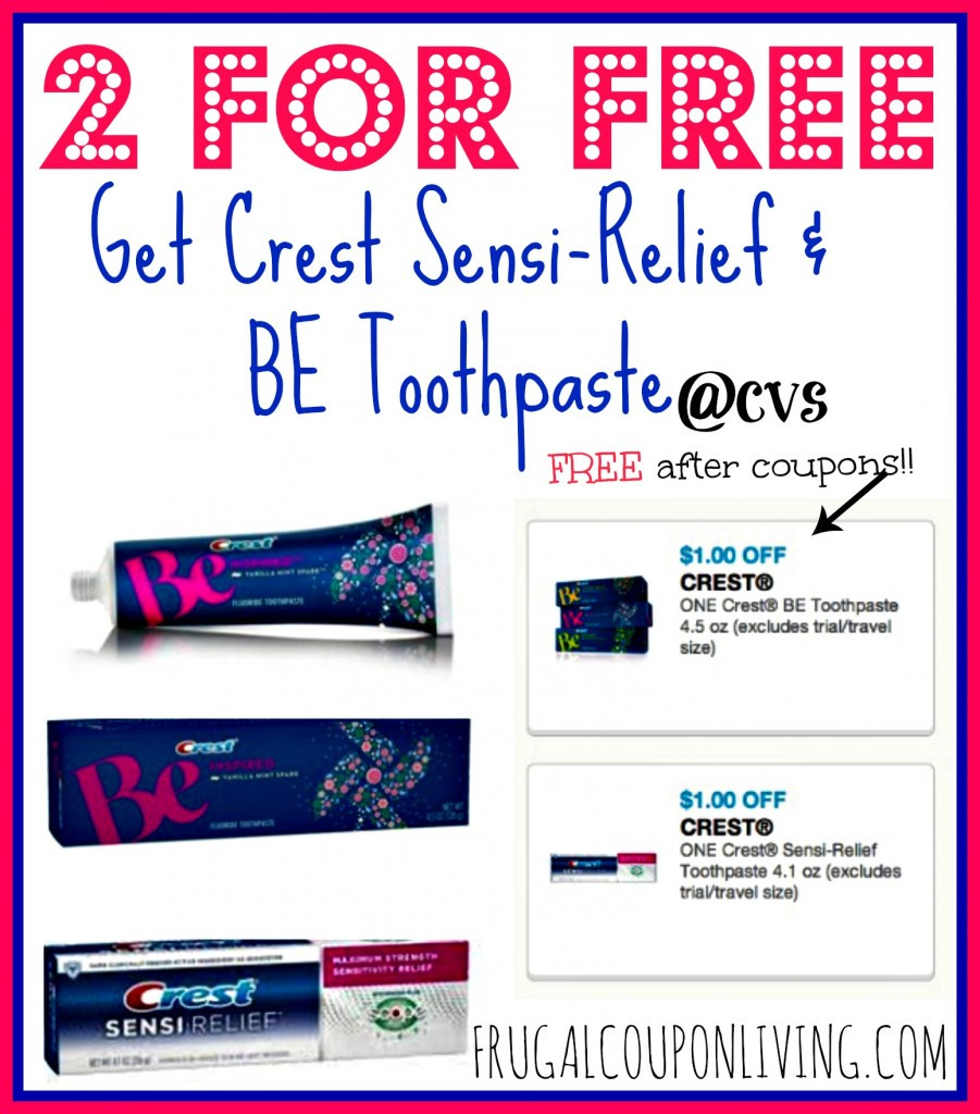 Free Crest Sensi-Relief And Free Be Toothpastes With Printable inside Free Printable Crest Coupons