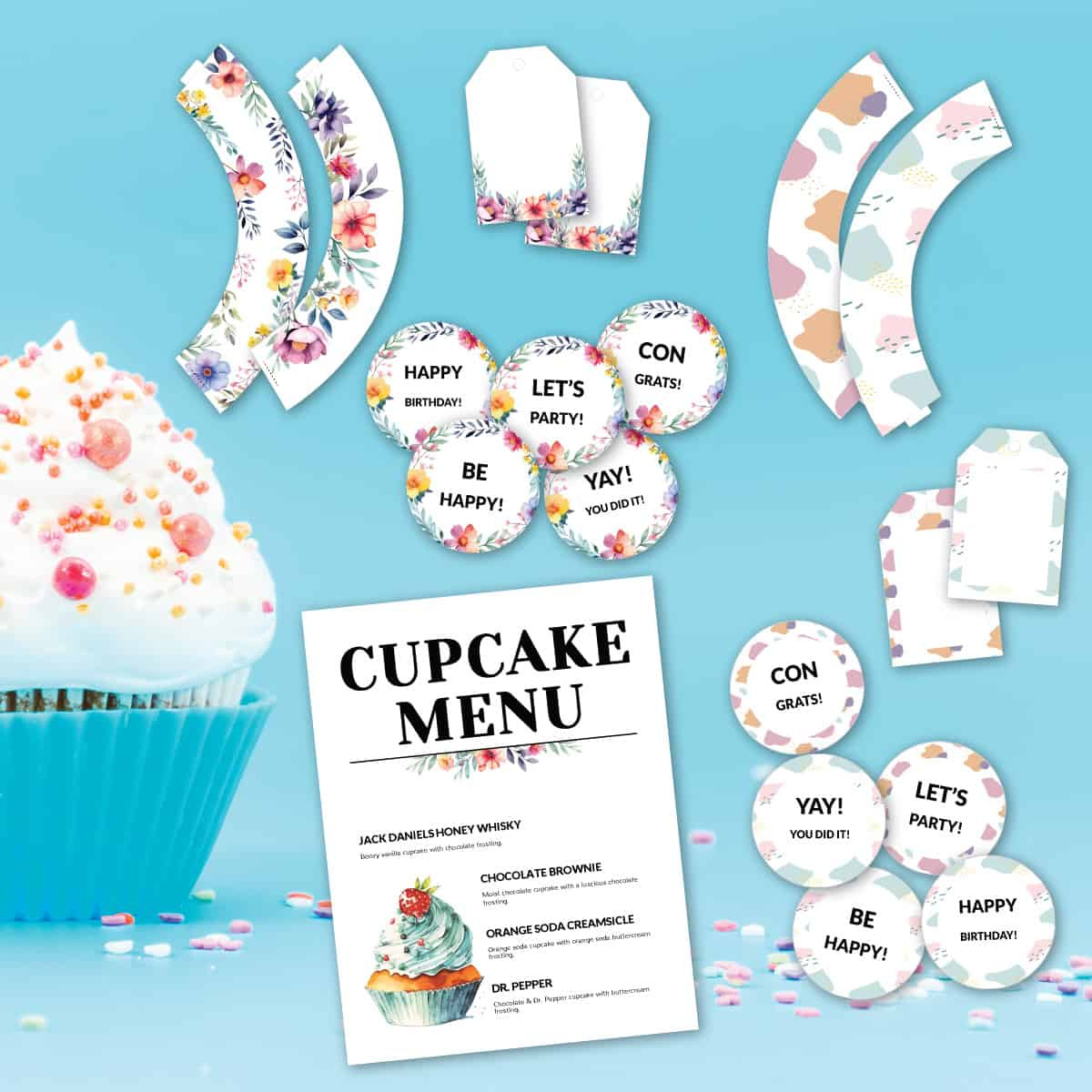 Free Cupcake Topper Printables (Gift Tags, Wrappers, Etc) - Kim Schob throughout Free Printable Cupcake Toppers
