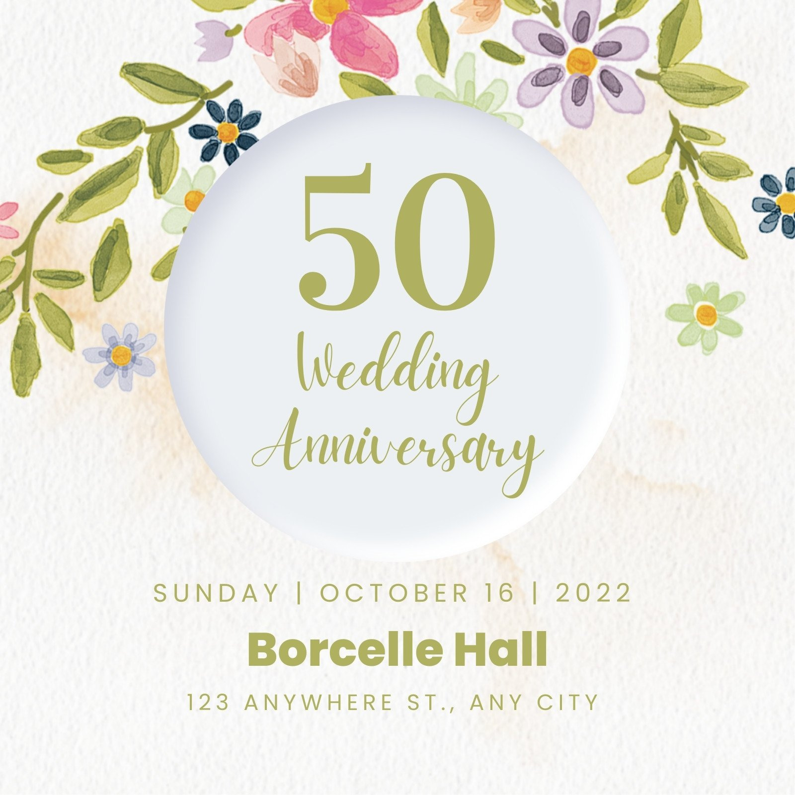 Free, Custom Printable 50Th Anniversary Invitation Templates | Canva intended for Free 50Th Anniversary Printables