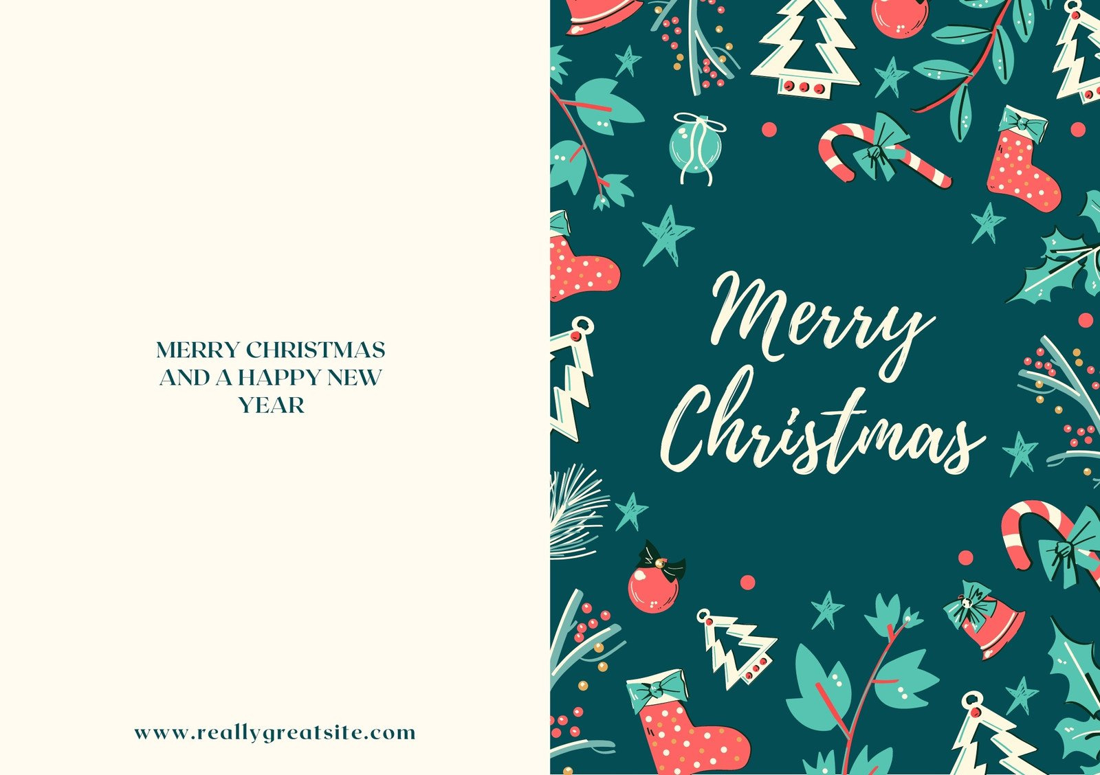 Free Custom Printable Christmas Folded Card Templates | Canva with Free Printable Quarter Fold Christmas Cards