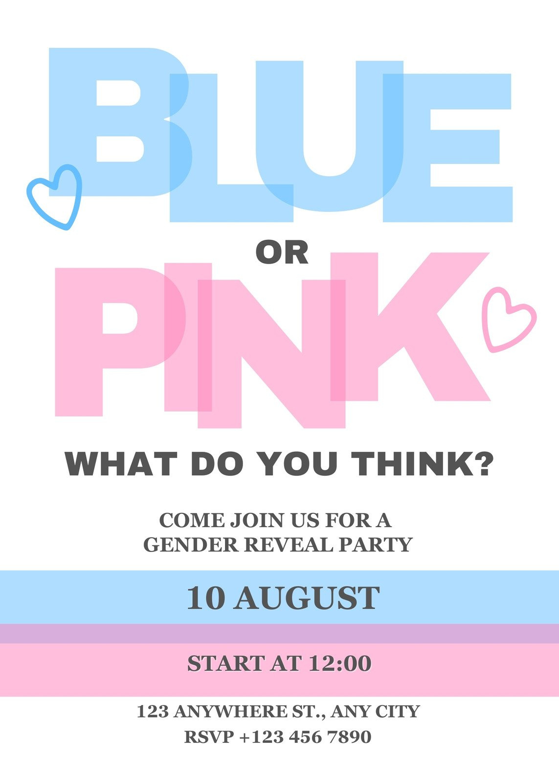 Free Custom Printable Gender Reveal Invitation Templates | Canva with Free Printable Gender Reveal Templates
