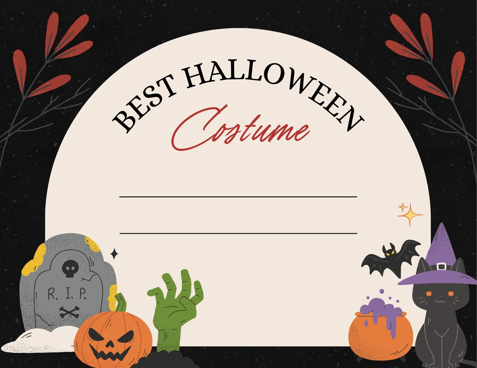 Free Custom Printable Halloween Certificate Templates | Canva intended for Best Costume Certificate Printable Free