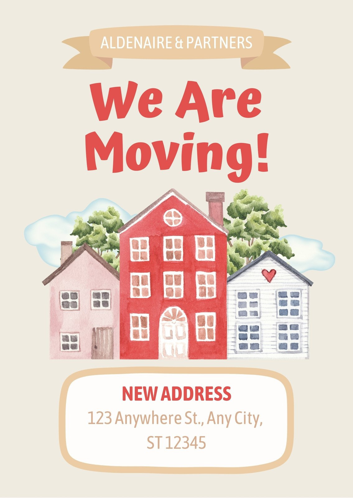 Free, Custom Printable Moving Announcement Templates | Canva with Free Printable Moving Announcement Templates