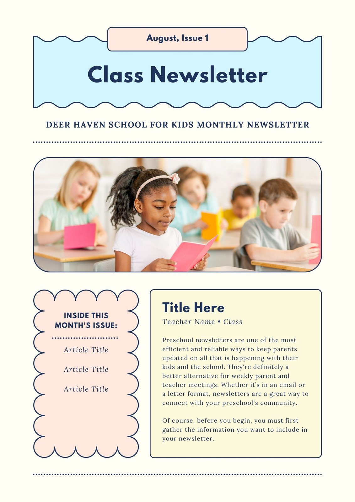 Free, Custom Printable Preschool Newsletter Templates | Canva in Free Printable Preschool Newsletter Templates