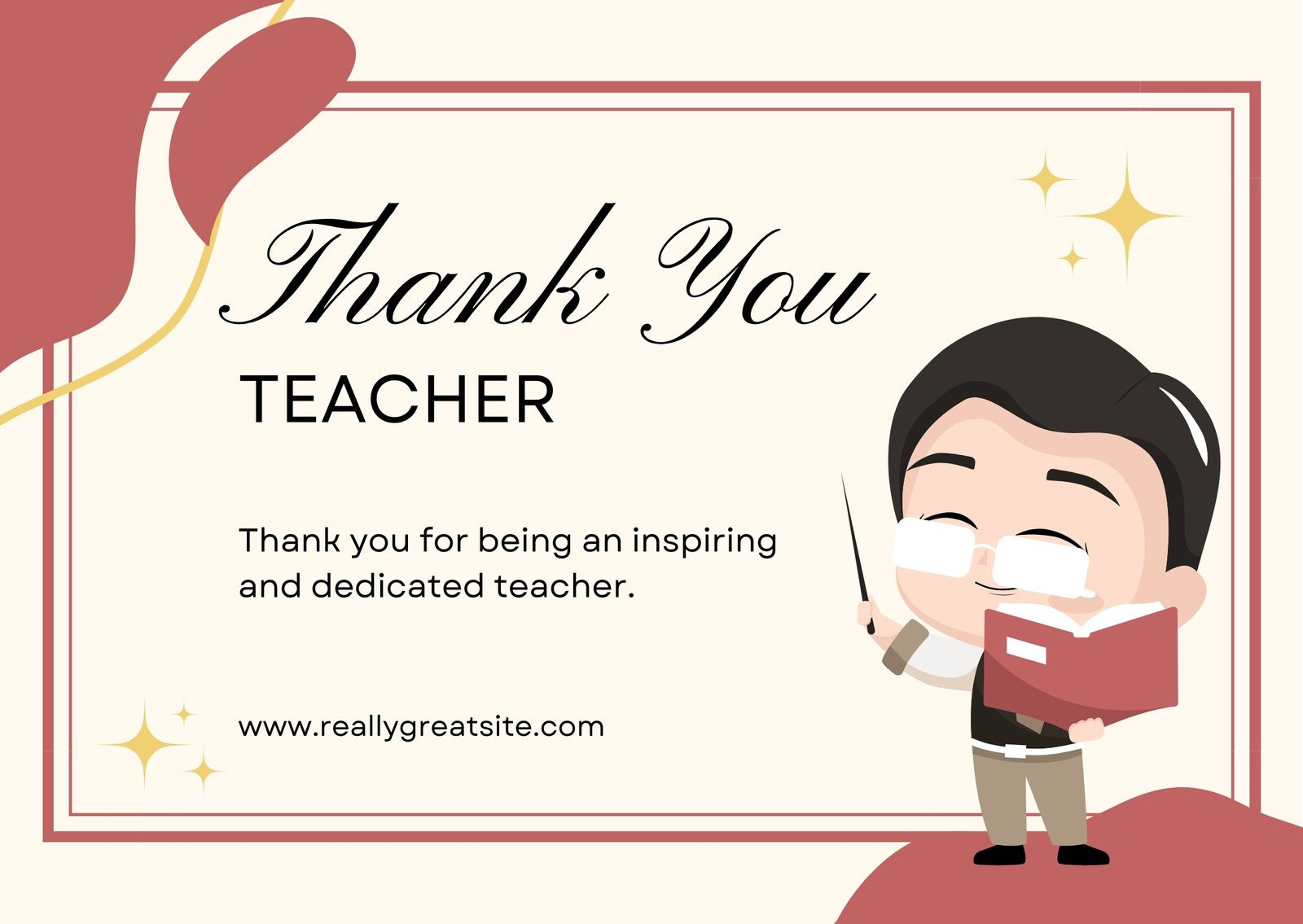 Free Custom Printable Teacher Thank You Card Templates | Canva throughout Free Printable Business Card Templates For Teachers