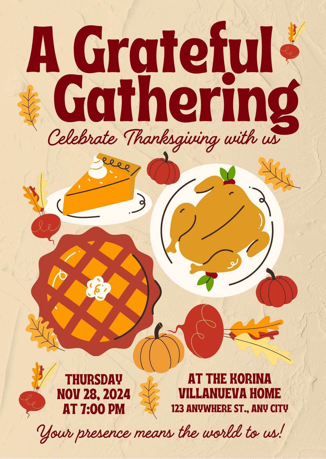 Free Custom Printable Thanksgiving Invitation Templates | Canva pertaining to Free Printable Thanksgiving Dinner Invitation Templates