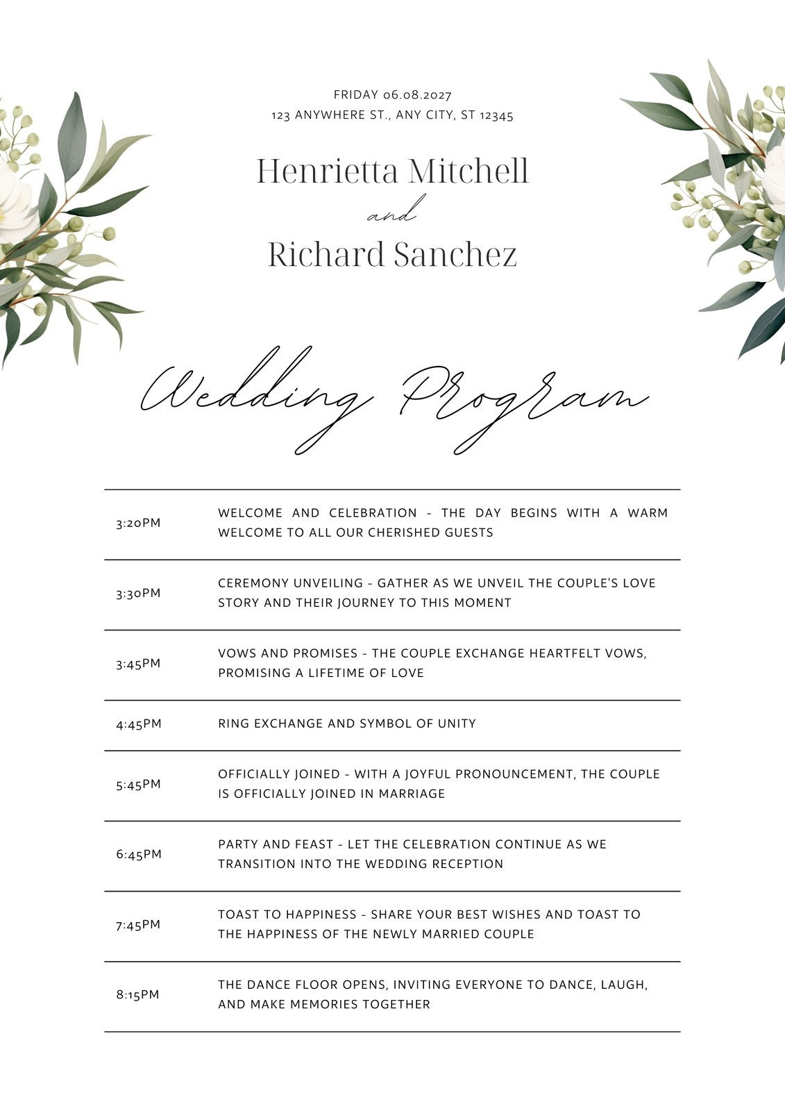 Free, Custom Printable Wedding Program Templates | Canva inside Free Printable Wedding Programs