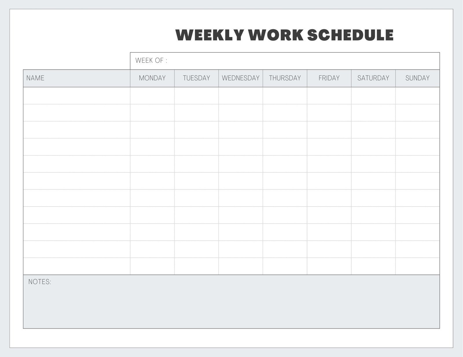 Free Custom Printable Work Schedule Planner Templates | Canva inside Free Printable Weekly Work Schedule