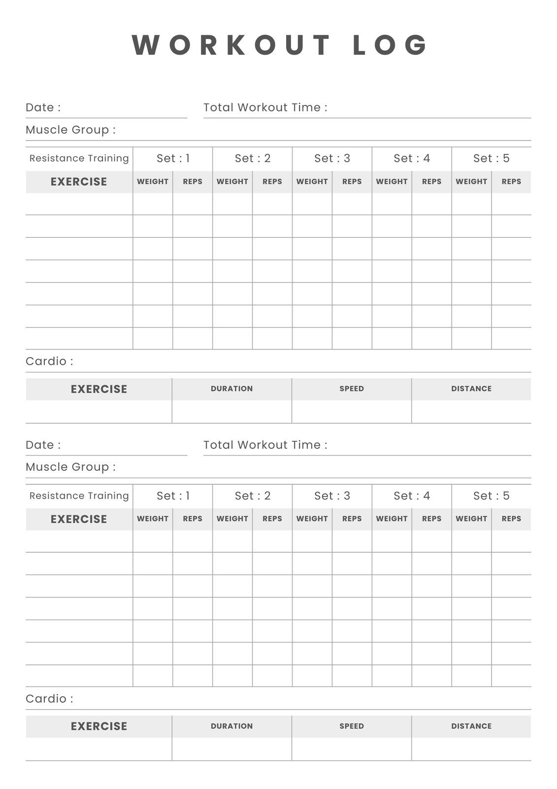 Free, Custom Printable Workout Planner Templates Online | Canva for Free Printable Fitness Worksheets