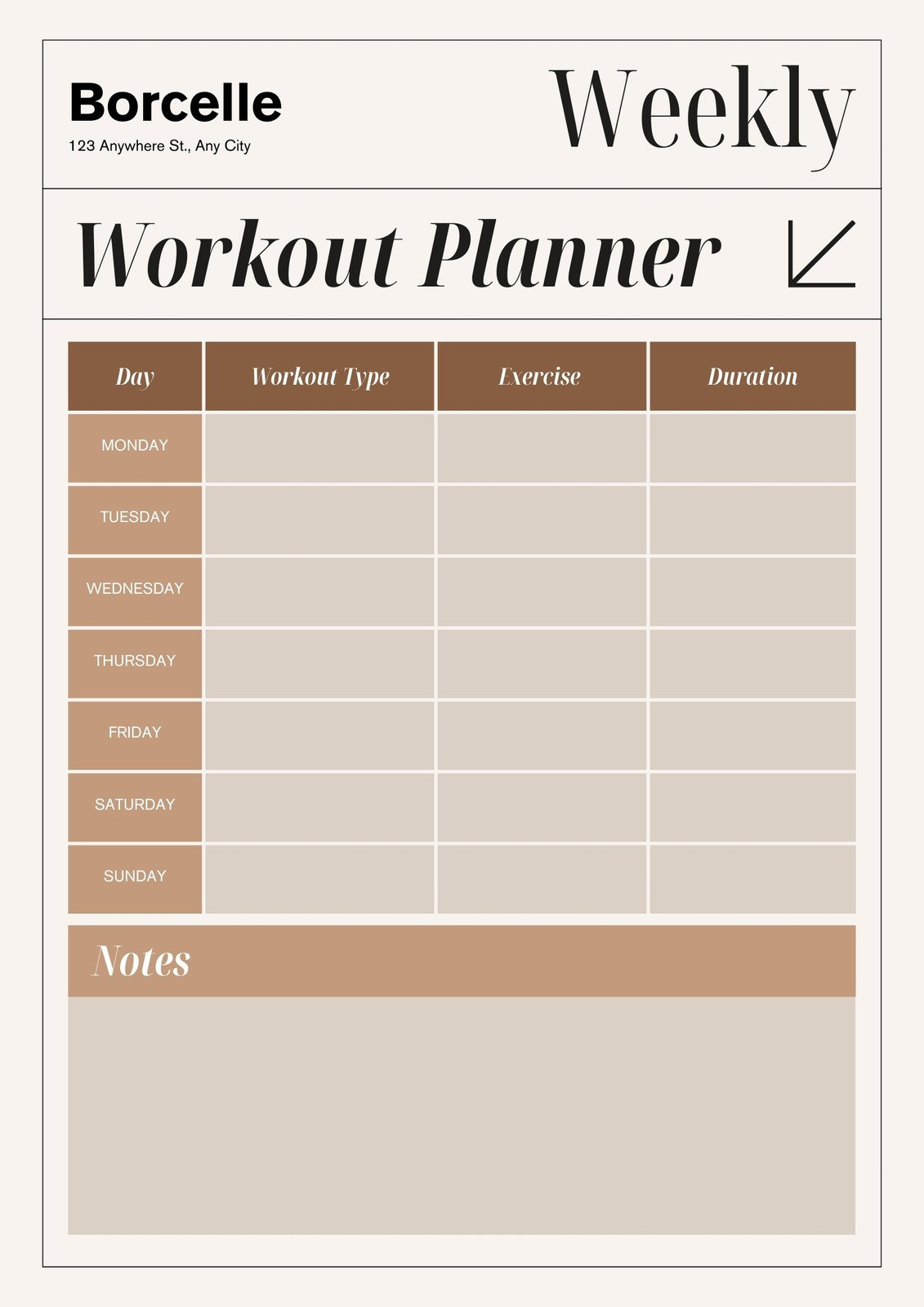Free, Custom Printable Workout Planner Templates Online | Canva intended for Free Printable Workout Plans