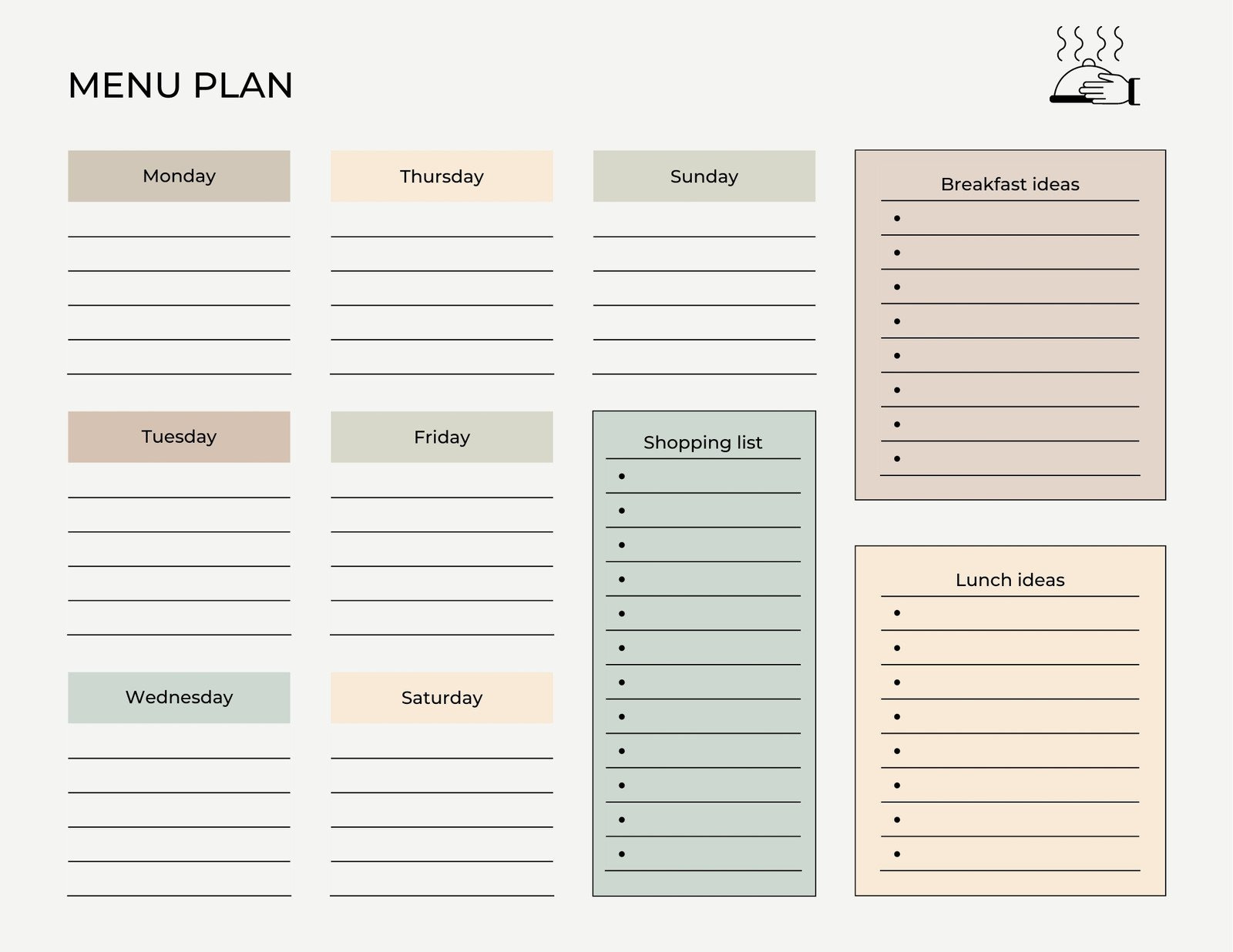 Free, Customizable Meal Planner Menu Templates | Canva for Free Printable Meal Plans For Weight Loss