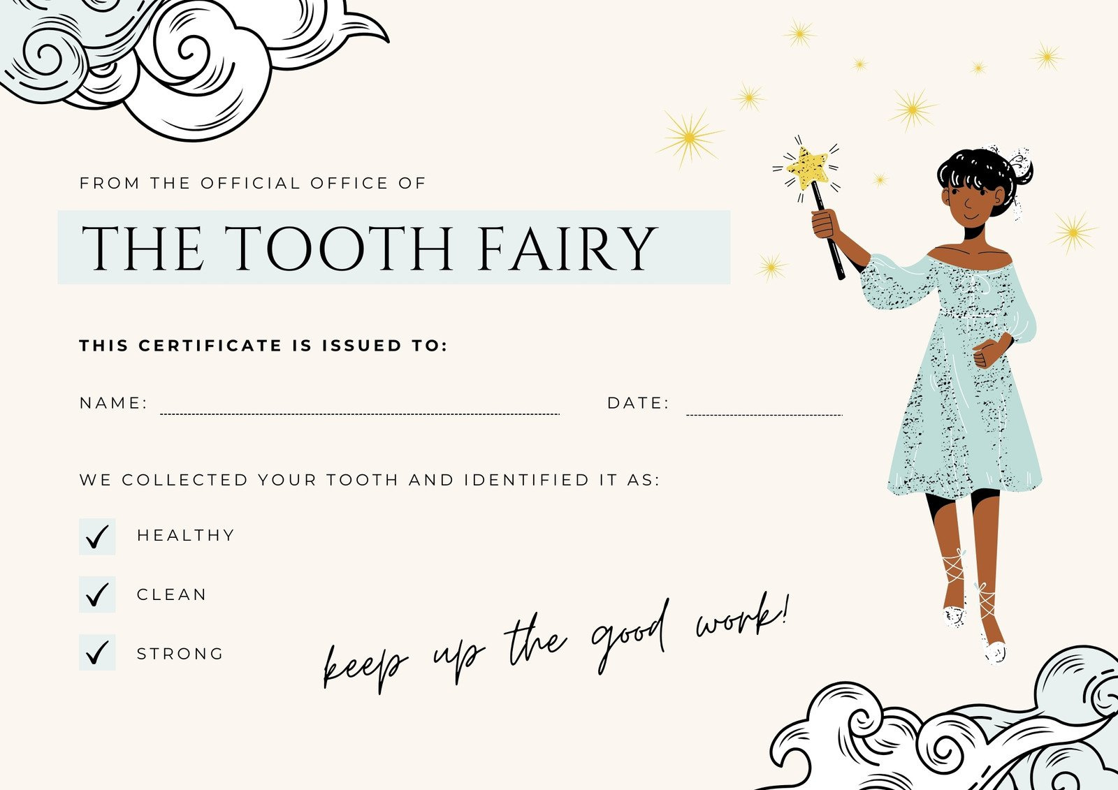 Free Customizable Tooth Fairy Certificate Templates | Canva regarding Free Printable Tooth Fairy Certificate
