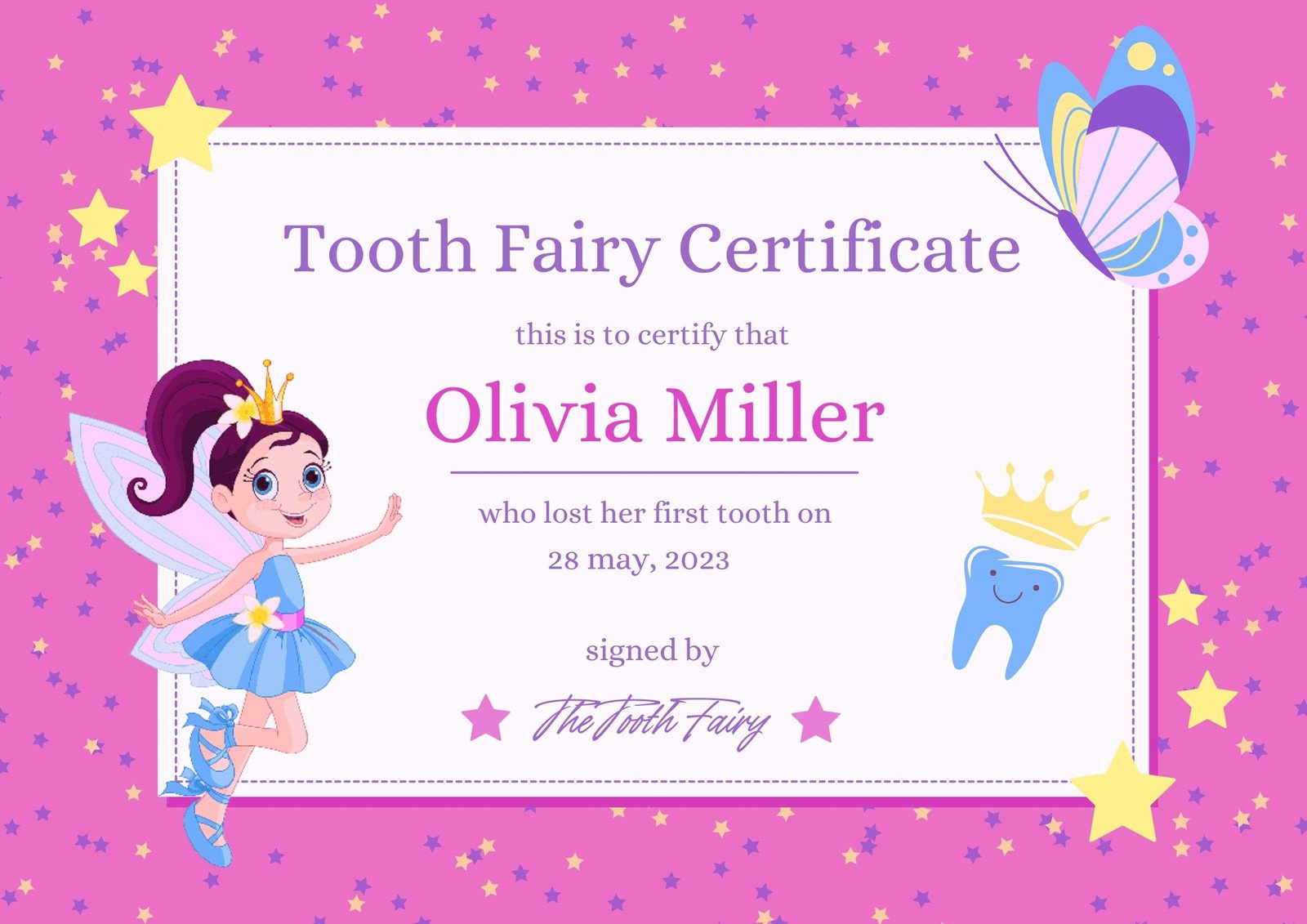 Free Customizable Tooth Fairy Certificate Templates | Canva with Free Printable Tooth Fairy Pictures