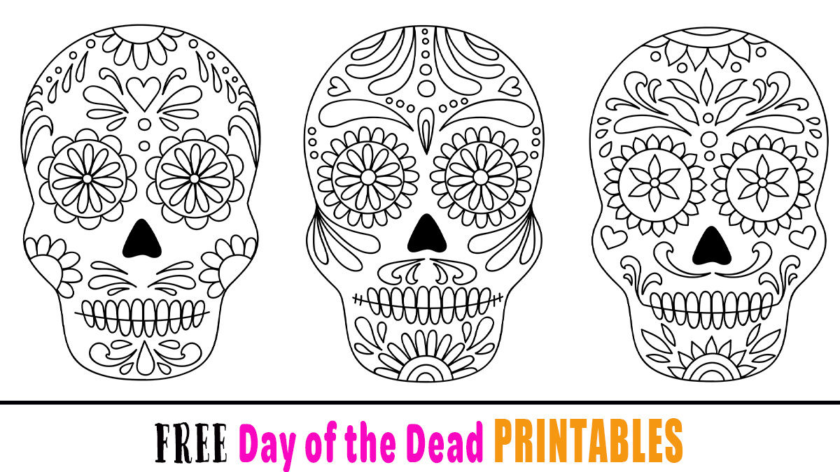 Free Dia De Los Muertos (Day Of The Dead) Printable Colouring for Free Dia De Los Muertos Printables